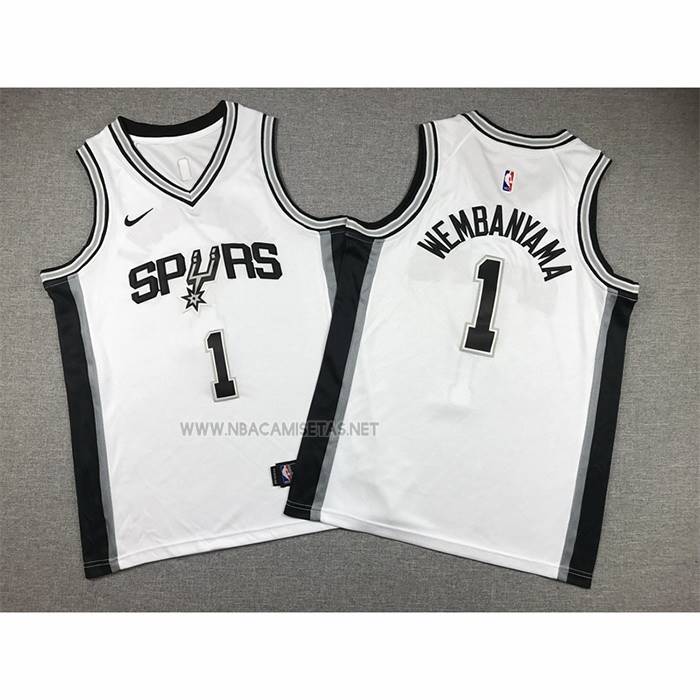 Camiseta Nino San Antonio Spurs Victor Wembanyama NO 1 Association 2022-23 Blanco